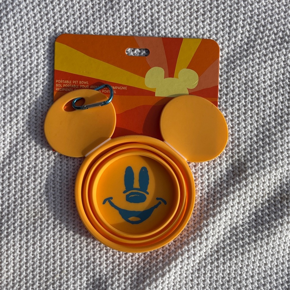 Disney Orange Mickey Mouse Portable Pet Bowl